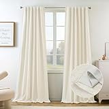 DriftAway 100% Blackout Natural Linen Curtains for Bedroom 84 Inches Long Double Layer Drape Farmhouse Thermal Insulated 3 Inch Rod Pocket Back Tab Full Light Blocking 2 Panels for Living Room Nursery