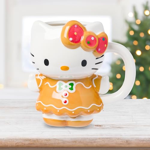 Image of Silver Buffalo Sanrio Hello Kitty Gingerbread Dress, 3D Sculpted Mug, 20oz | Ceramic, 0.59 Liters