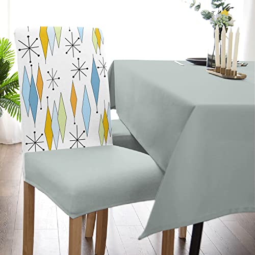 Chair Covers Set Of 4 Modern Mid Century Parson Chair Covers Seat Protector Washable Removable Orange Blue Yellow Geometric Seat Slipcover For Dining Room Restaurant Kitchen Decoration #TOP4