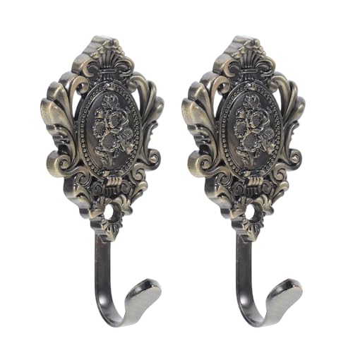 MOTHNUR 2 STÜCK Vintage Garderobenhaken aus Zinklegierung mit Relief design Robuste Wandhaken für Mäntel Handtücher Schlüssel und Schals Dekorativ für Flur und Wohnzimmer Antike Optik
