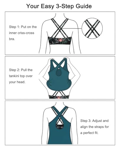 Image of Holipick 3 Piece Tankini Swimsuits for Women Tummy Control Bathing Suits Swim Tank Top with Bra Boy Shorts Teen Swimwear 2026