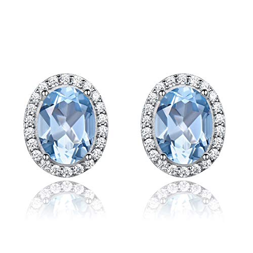Boucles d'oreilles de mariage femme halo argent 925 et zircone cubique ovale