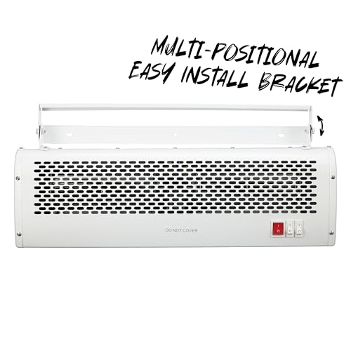 TCP 3kW Air Curtain Heater, Overdoor Fan with 2 Heat Settings & Cooling Mode, RF Wireless 7-Day Programmable Thermostat, Safety Overheat & Open-Window Protection, Wall or Ceiling Mounted