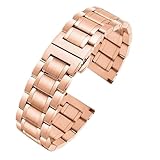 Cinturino for Orologio in Acciaio Inossidabile Massiccio da 20/22 mm Cinturino in Metallo Piatto/Curvo Cinturino da Uomo di Ricambio a sgancio rapido(Rose Gold,20mm)