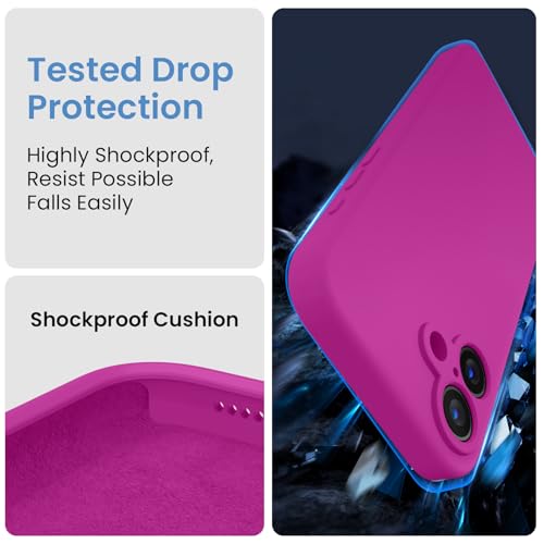 Image of FireNova Designed for iPhone 16 Case, Silicone Upgraded [Camera Protection] Phone Case, Soft Anti-Scratch Microfiber Lining Inside, 6.1 inch, Dark Fuchsia
