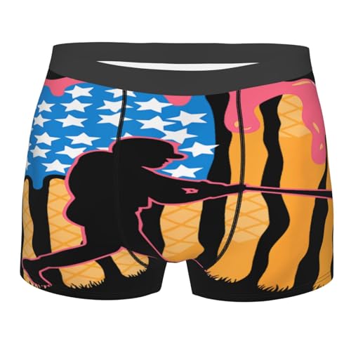 Baseball Ice Cream American Flag Underwear for Men Gifts Men's Boxer Briefs Breathable Underpants Fit Daily Wear​