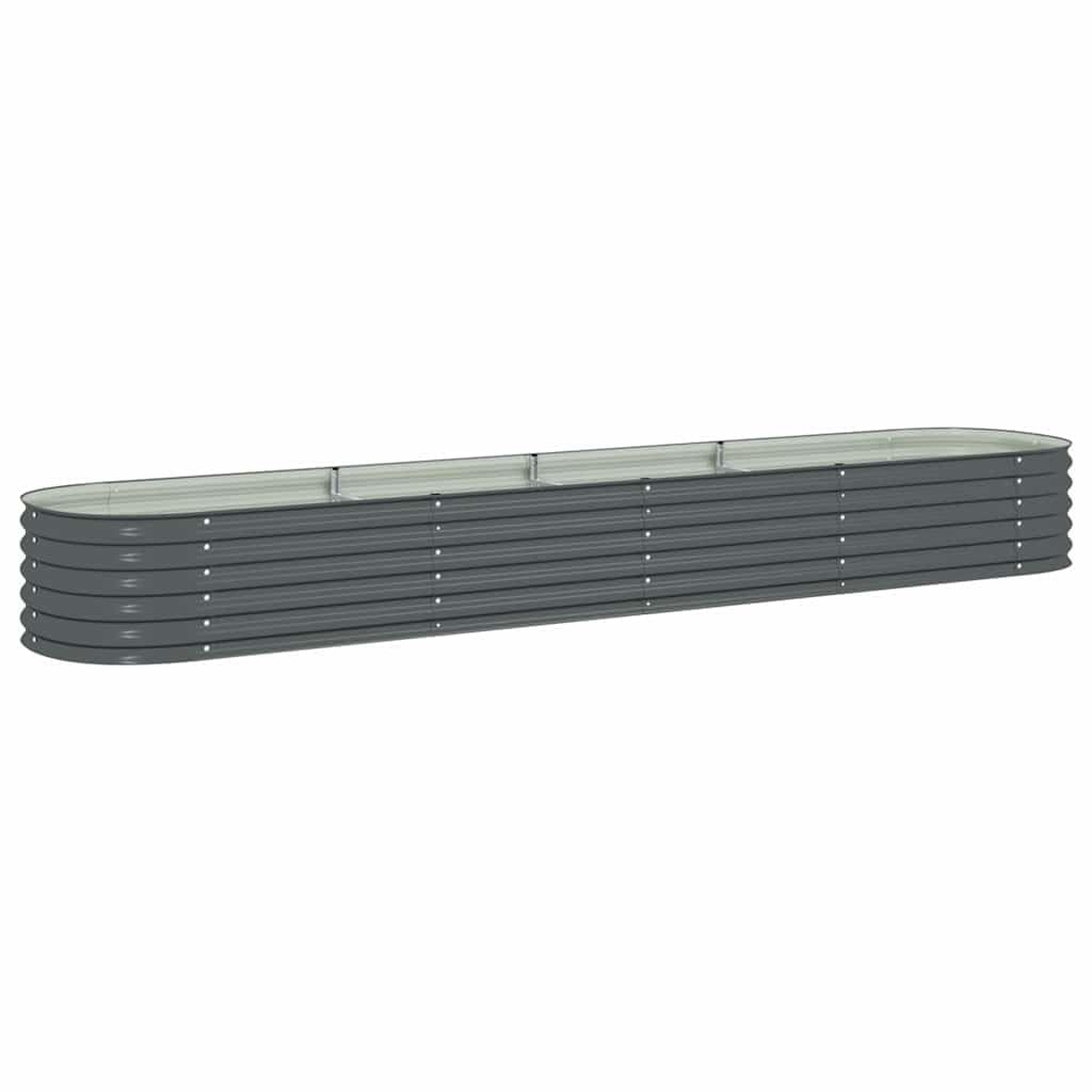 vidaXL Garden Raised Bed 400x80x44cm Galvanised Steel Grey Flower Pot Raised Bed