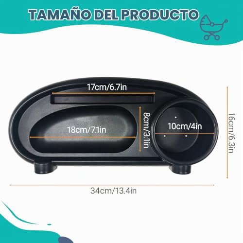 Miniatura 2 de Fxlstelrion Bandeja Para Cochecito De Bebé, Bandeja 3 En 1 Para Aperitivos, Bandeja Universal Extraíble, Soporte Para Teléfono Con Portavasos, Accesorios Para Cochecitos Con Reposabrazos Negro