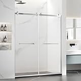 Porfectik Paris Shower Door,60' W x 74' H Double Sliding Shower Door with 5/16'(8mm) Clear SGCC Tempered Glass,Bathroom Shower Door,Brushed Nickel