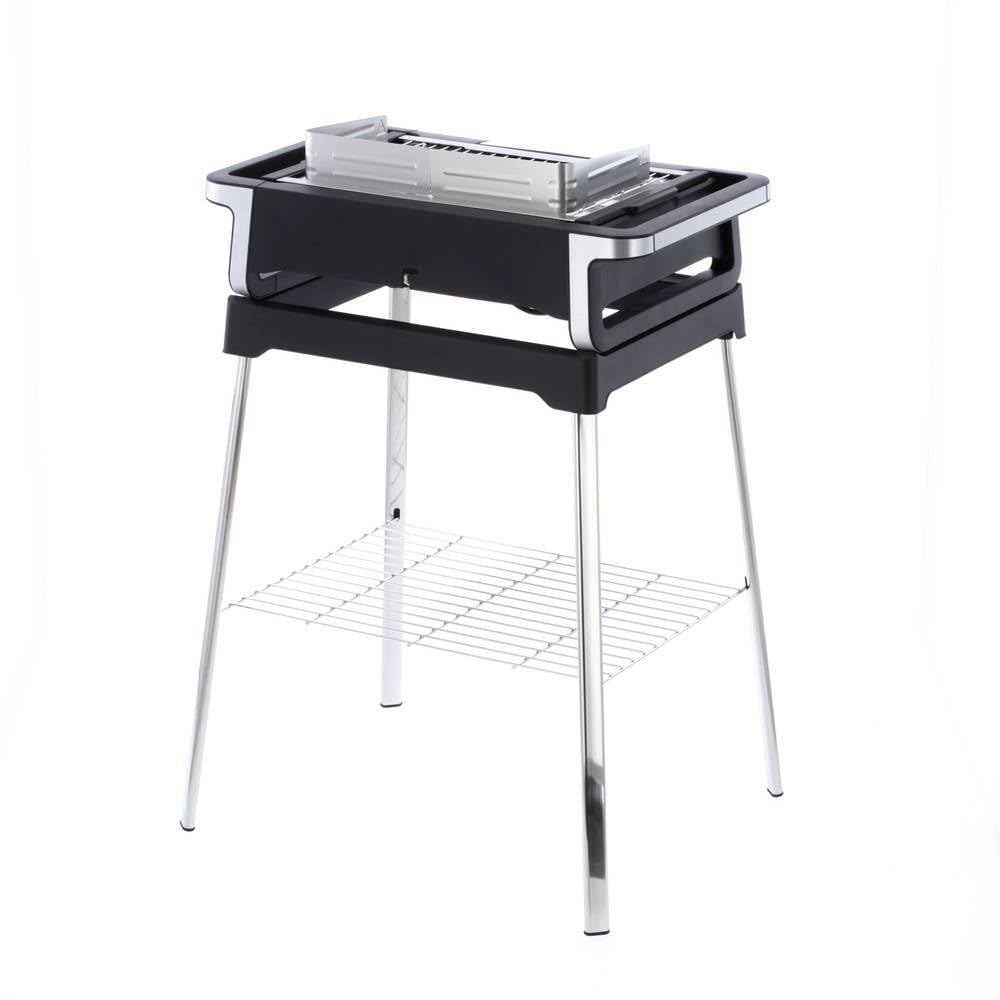 Severin grill elektryczny stojący, balkonowy, tarasowy, temperatura od 0°C do 500°C, dioda LED, duża moc 3000 W, przewód 2 m, stal niedzewna/czarny, SENOA BOOST S PG 8117