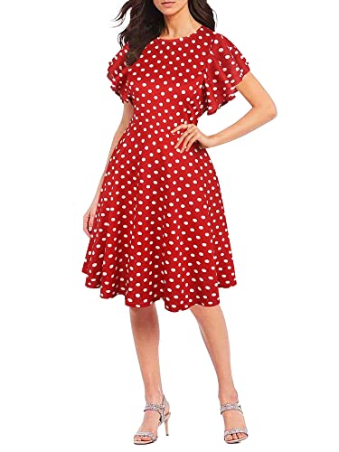 Image of oxiuly Wedding Church Vintage Cocktail Dresses with Pockets Summer Casual Floral Dress for Women Flare376