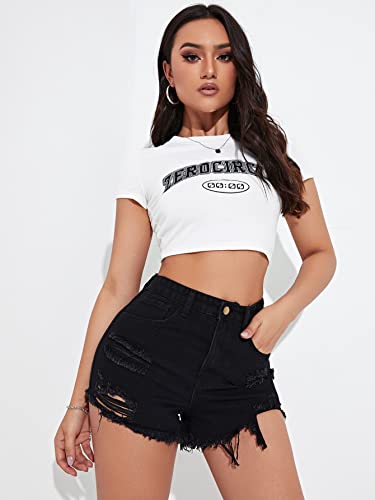 Image of Aahwan Blue Solid High Waist Ripped Raw Trim Denim Shorts Casual Summer Shorts for Women's & Girls