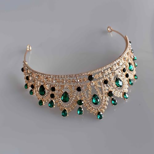 Kamirola Queen Crown and Tiaras Princess Crown for Women Crystal Headbands for Bridal, Princess for Wedding and Party Cosplay(TR76) (Gold Green) by Kamirola - Used condition - Image 7