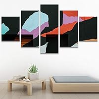 SIGNWIN 5 Panel Canvas Wall Art Abstract Colorful Decorative Elements Modern Artwork for Home Decorations Ready to Hang - 60