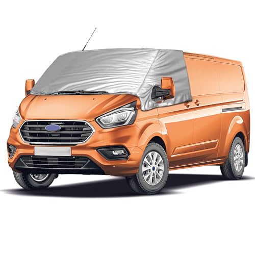 Opaltool Housse de Pare-Brise Thermique Externe für Ford Transit Custom 2012-2025, Housse de Pare-Brise Avant Tethermique Pliable, Housse de Pare-Brise Argentée, Housse de Vamping-Car