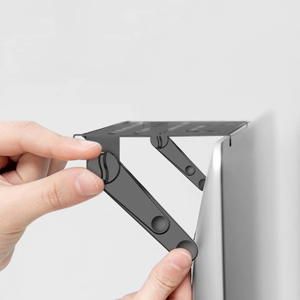 Mensola Porta TV Da Parete Per Router E Cavi – In Acciaio, 43,5x43x20 Cm, Colore Nero