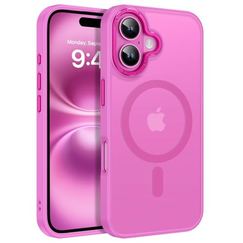 BENTOBEN Funda Magnética para iPhone 16 6,1''[Compatible con Magsafe] Carga Inalámbrica Carcasa iPhone 16 Funda Cover Case Translúcido Mate Protección Grado Militar Anti-Arañazos-Morado Baya