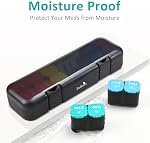 Fullicon Moisture-Proof Organisateur de pilules 2 fois par jour, Pilulier 2 Fois par Jour avec Silicone Lids, Grande Capacité Am Pm Pill Organisateur, Pill Box 7 Journée pour les vitamines (Black Rainbow)