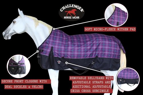 Image of Challenger 1200D Turnout Waterproof Rain Light-Weight Sheet Plaid Horse Blanket 3EE08G