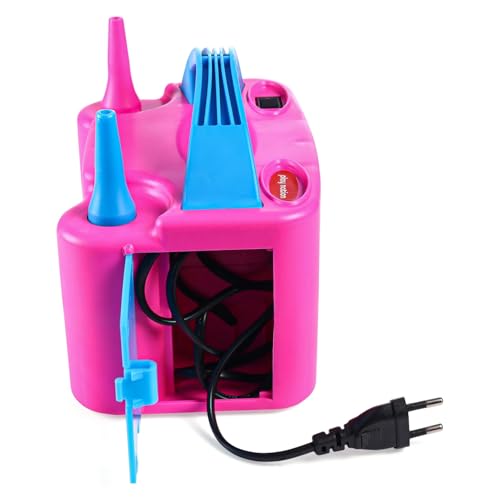 Image of Play Nation Premium High Power Electric Balloon Inflator, Portable Dual Nozzles Balloons Air Pump for Balloon Arch, Ideal for Birthday, Anniversary & Other Celebrations, Party Accessory, Blue & Pink