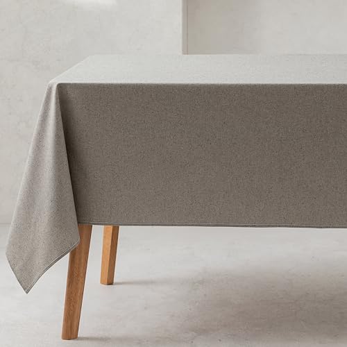 GAMUSI Mantel Liso Tela algodón orgánico Impermeable Antimanchas Rectangular Color Gris Oscuro 140x300 cm