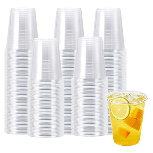 Lamosi 100 Pack 5 oz Clear Plastic Cups Disposable Party Cups Small Clear Plastic Cocktail Tumblers for Mouthwash Bathroom Tasting Drinking