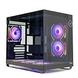 Iota C70 BK Mid-Tower Computer PC Gaming Case,Pre-Installed 6 ARGB Fans with Fan Hub,Real-Time Temp Digital Display,Large Capacity,Panoramic View,Quick-Release,Heavy Process,Type-C 3.1*1,USB 3.0*2