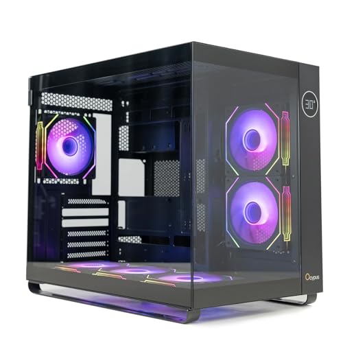 Iota C70 BK Mid-Tower Computer PC Gaming Case,Pre-Installed 6 ARGB Fans with Fan Hub,Real-Time Temp Digital Display,Large Capacity,Panoramic View,Quick-Release,Heavy Process,Type-C 3.1*1,USB 3.0*2