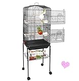 YIZHE Jaulas para pájaros,Jaula Pájaros Metal,Jaulas Grandes,Jaulas para Aves,Jaula de Aves Exterior,Jaula con Ruedas,Portátil con 4 Ruedas giratorias de 360° Soporte Desmontable(46 * 35.3 * 150.6cm)