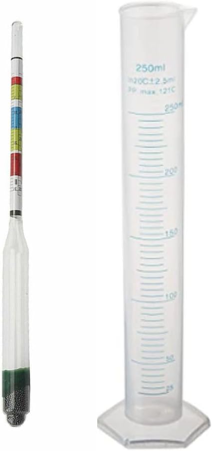 XCRUBBY Wine Sprite Triple Scale Hydrometer (0.990-1.170) Density Tester, Alcohol And Brix Meter With Plastic Test Jar 250Ml - (Set of 1)