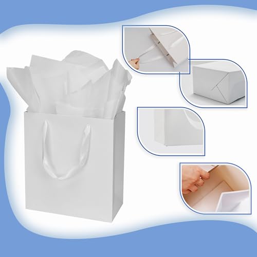 Sacs cadeaux blancs Papertide lot de 30 grand format en papier kraft