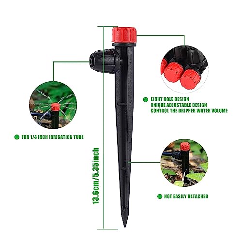 Drip Irrigation Emitters with Adjustable 360 Degree Water Flow Drippers for 1/4 inch Tubing,25pcs Drippers Sprayer 25pcs Drip Irrigation Emitters Perfect (25pcs-Colorful*13 Sprayer*12 Drip)