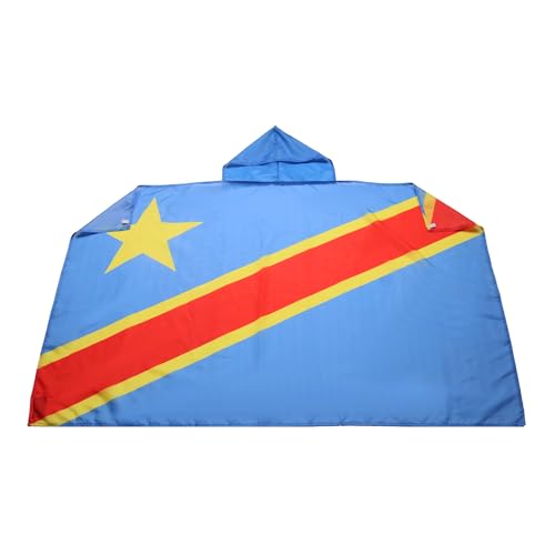AZ FLAG Drapeau République Démocratique du Congo 150x90 cm - Cape Drapeau Congolais 100% Polyester Avec Manches Intégrées - Body Flag 80g