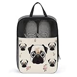 Line Pug Shoe Bags for Travel Water-Resistant Shoes Pouch with Handle Fashion Shoe Organizer with Zipper Closure Portable Sneaker Carrier for Men & Women Daily Use
