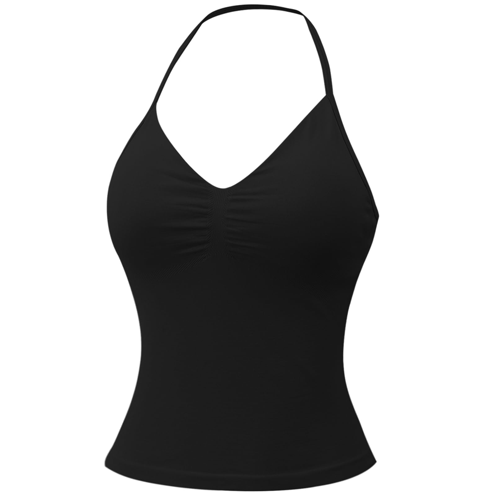 MAYROUND Halter Longline Sports Bras for Women Padded Impact Strappy Sport Top Backless Workout Tank Tops Seamless Gym Bra
