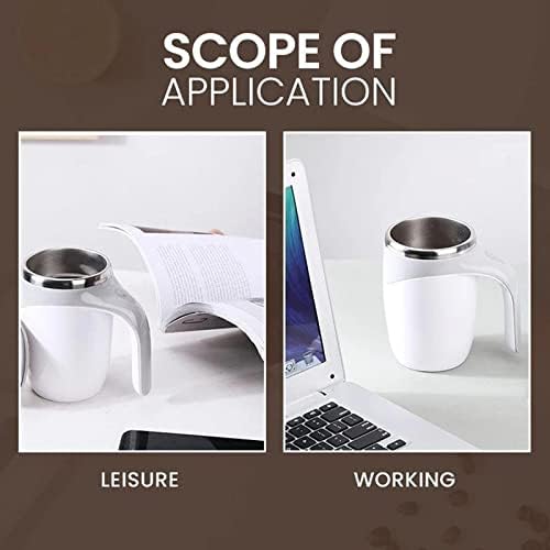 Miniatura 5 de Taza de café autoagitación automática, 12.8 fl oz, taza mezcladora eléctrica de 13 onzas, tazas mezcladoras giratorias aisladas de acero inoxidable