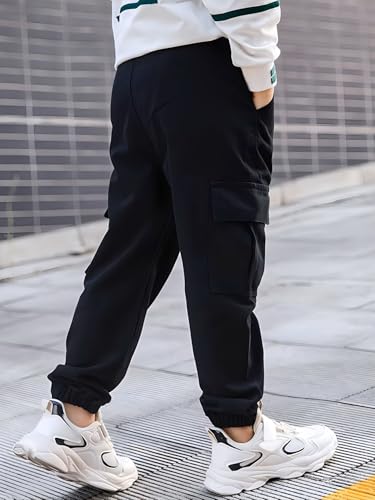 Image of ADBUCKS Boys' Cotton Cargo Joggers - Soft, Casual Pants with Pockets II Boy's Relaxed Cargo Joggers Pants for Boy