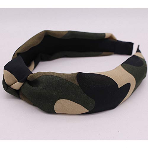Giwotu GIWOTU-1908131770 Bohemian Military Satin Hair Band Center Knotted Headband Camouflage Knot Headband thumb #2