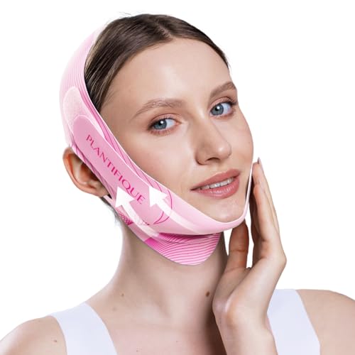PLANTIFIQUE Masque Double Menton | Contour du Visage Femme et Homme | Bandeau Réutilisable aux Tissu Respirant Réglable | Ceinture Amincissante Gaine
