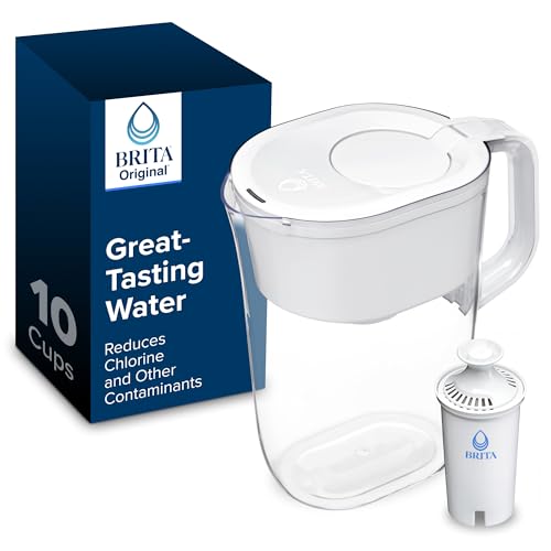 Brita Tahoe Water Filter Pitcher, BPA-Free Water Pitcher, Replaces 1,800 Plastic Water Bottles a Year, Lasts Two Months or 40 Gallons, Includes 1 Filter, Kitchen Accessories, Large - 10-Cup Capacity