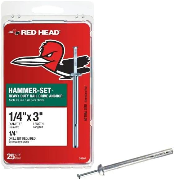 Red Head 1/4 in. x 3 in. Hammer-Set Anchor 25CT