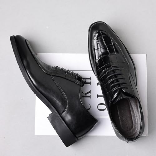 Men's Printing Leather Classic Low Heel Oxford Shoes Retro Casual Comfortable Pointed Toe Low Top Lace Up Block Heel Business Dress Shoes for Wedding Work Office 6