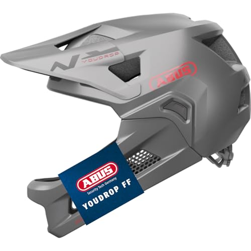 ABUS MTB-Helm YouDrop FF - Fullface-Helm für Kinder und Jugendliche - für den Einstieg in den Mountainbikesport - mit abnehmbarem Kinnschutz - Silber, Größe S