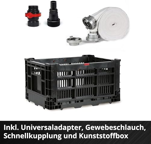 Bild 4 - Einhell Flutset GE-DP 7535 N LL ECO (750 W, bis zu Ø 35 mm Fremdpartikelgröße, max. 18.500 L/h Fördermenge, inkl. 10 m Gewebeschlauch, Universaladapter, Kunststoffbox)