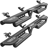 EYOUHZ Three Raised Steps Running Boards (Wheel to Wheel Side Steps) Compatible with 2020 2021 2022 2023 2024 2025 Jeep Gladiator JT 4 Door, Bed Access Nerf Bars, Bolt-on Rock Sliders Rail