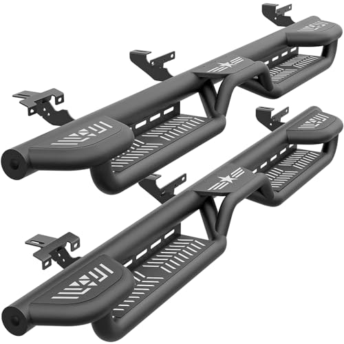 EYOUHZ Three Raised Steps Running Boards (Wheel to Wheel Side Steps) Compatible with 2020 2021 2022 2023 2024 2025 Jeep Gladiator JT 4 Door, Bed Access Nerf Bars, Bolt-on Rock Sliders Rail