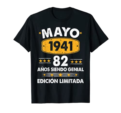 Hombre 82 Años Cumpleaños Regalo Hombre Mayo 1941 Mayo 82 Años Camiseta