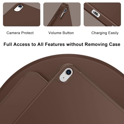 Image of ToaPoia Case for iPad (A16) 11 Inch 2025 /iPad 10th Generation 10.9 Inch 2022, Slim Trifold Stand Protective Cover with Pencil Holder and Soft TPU Back,Support Auto Sleep /Wake (Chocolate)