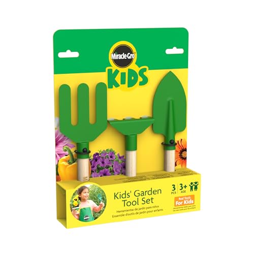 Red Toolbox Miracle-GRO 3 Piece Hand Garden Toolset for Kids Age 3+ with Hand Trowel, Hand Fork and a Hand Rake