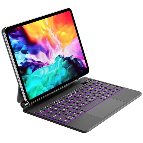 QERDAOYI マジックキーボード 2025 iPad Air 11インチ M3/M2 i-PadPro第1/2/3/4世代 i-PadAir第4/5世代10.9インチ 日本語配列 高精度トラックパッド付き iPadキーボード付きケース LEDバックライ
